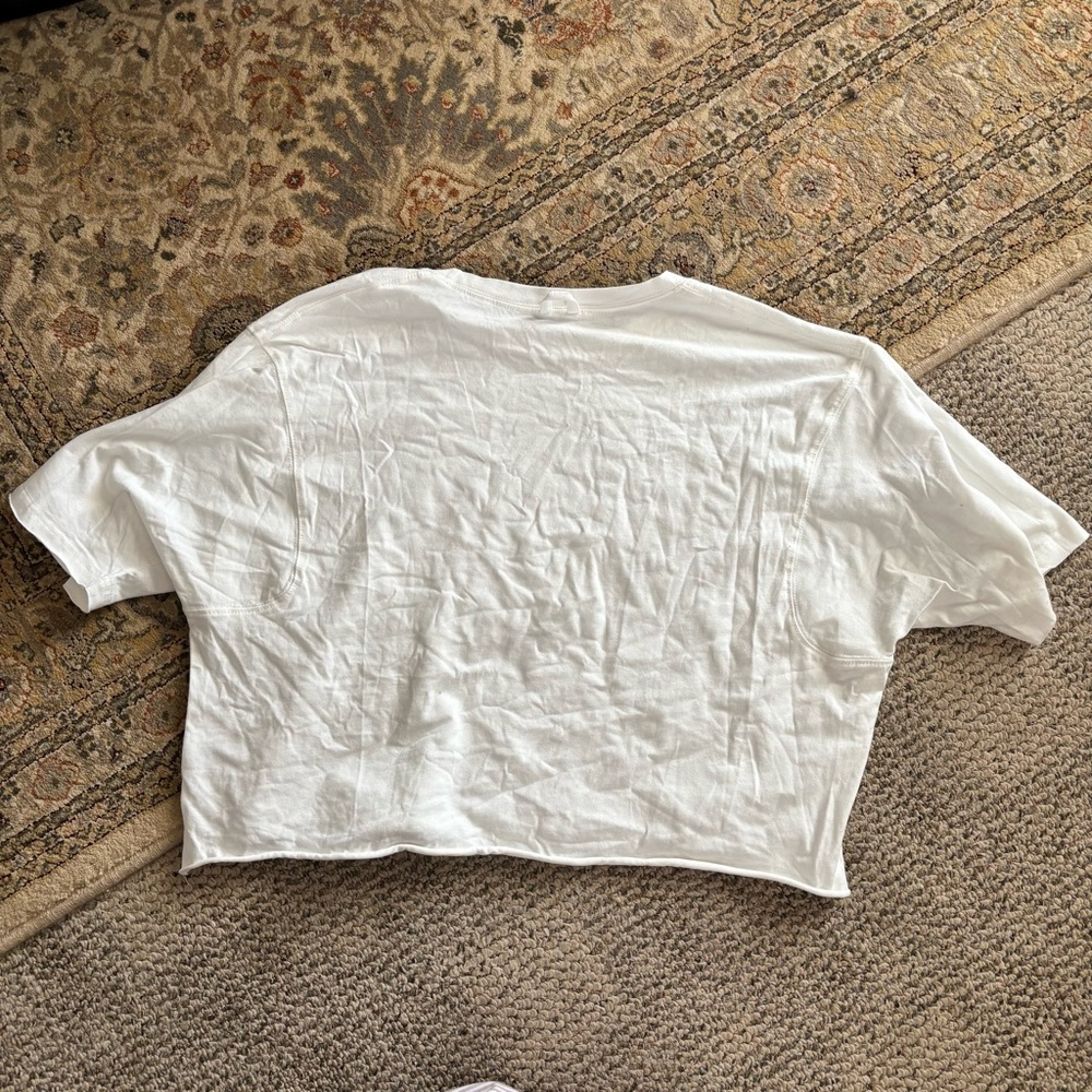 Women's White Cropped Tee | Size L - Picture 2 of 4
